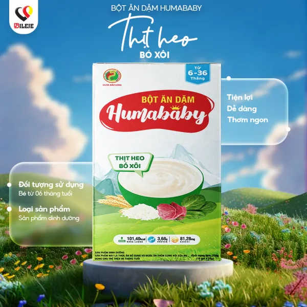 Bột ăn dặm Humababy thịt heo bó xôi